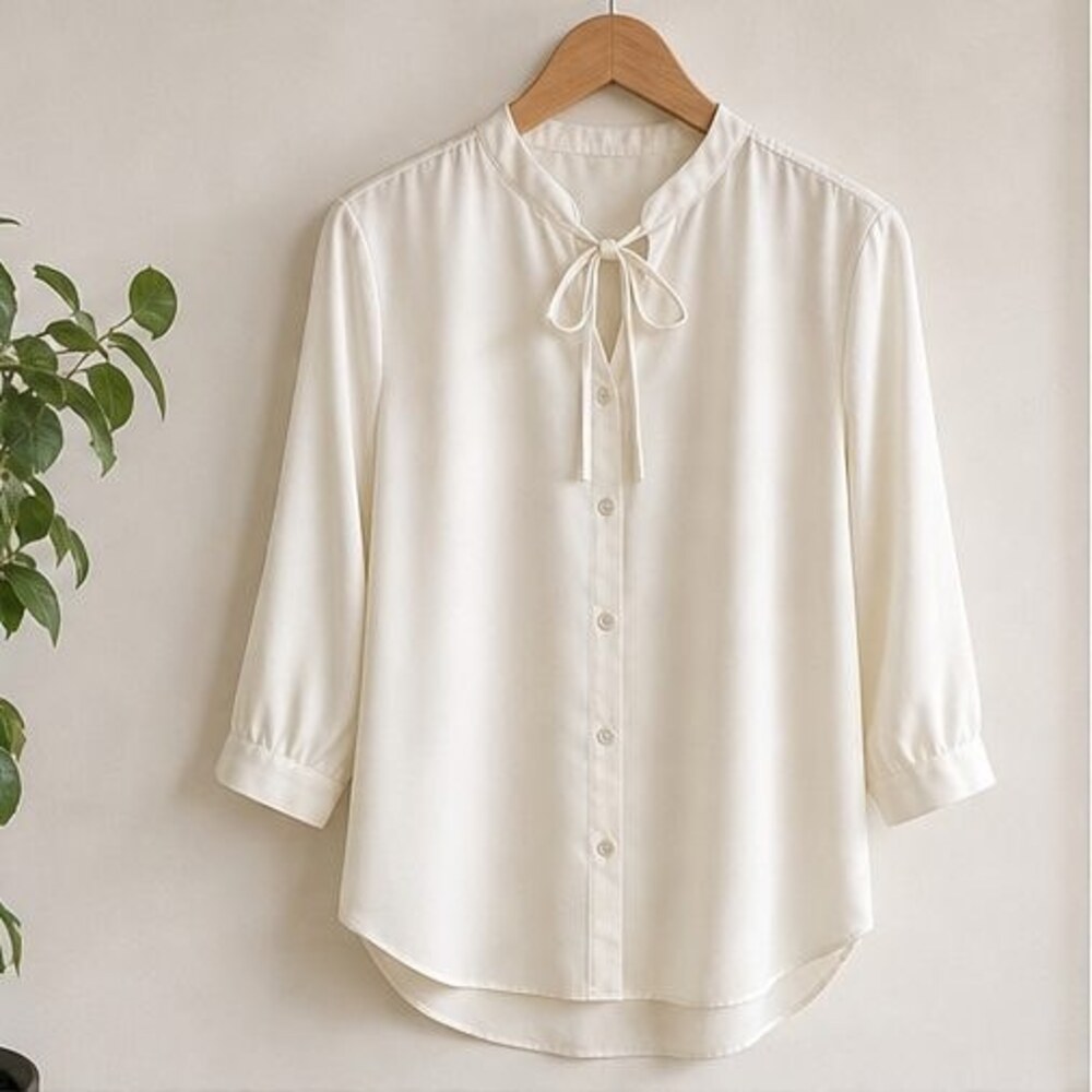 Ivory Pleated Blouse